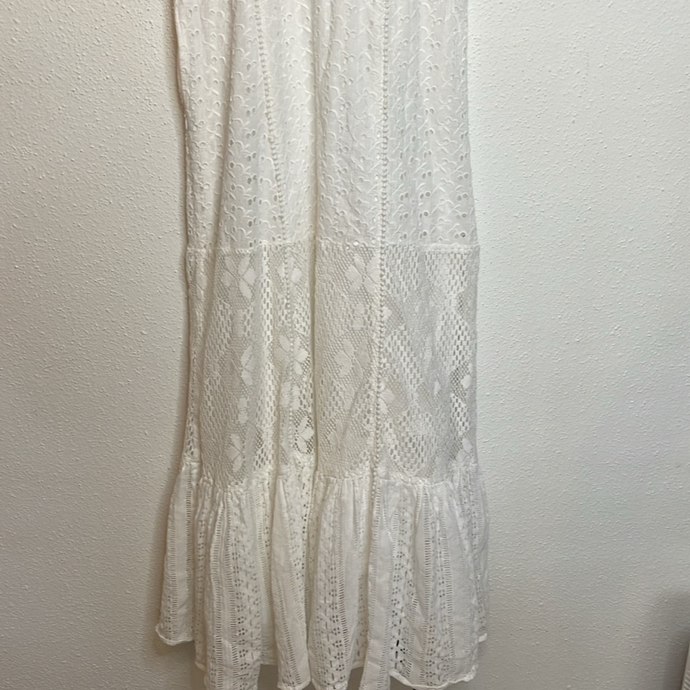LoveShackFancy Stassie Lace White Eyelet Embroidered Dress Size 10 - Picture 11 of 16